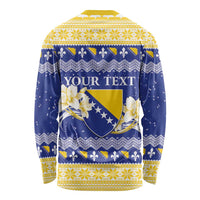 Personalized Bosnia and Herzegovina Christmas Long Sleeve Shirt Coat Of Arms Srecan Bozic - Wonder Print Shop
