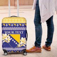 Personalized Bosnia and Herzegovina Christmas Luggage Cover Coat Of Arms Srecan Bozic - Wonder Print Shop