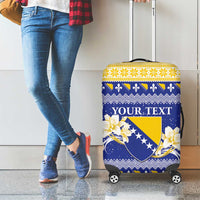 Personalized Bosnia and Herzegovina Christmas Luggage Cover Coat Of Arms Srecan Bozic - Wonder Print Shop