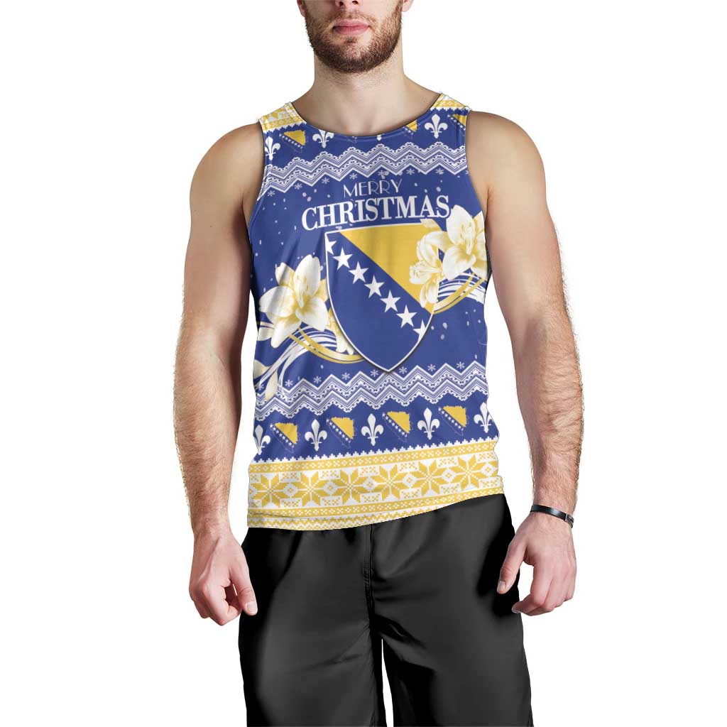 Personalized Bosnia and Herzegovina Christmas Men Tank Top Coat Of Arms Srecan Bozic - Wonder Print Shop