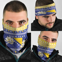 Personalized Bosnia and Herzegovina Christmas Neck Gaiter Coat Of Arms Srecan Bozic - Wonder Print Shop