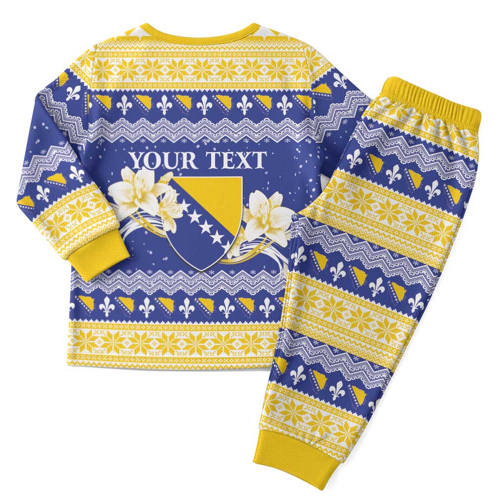 Personalized Bosnia and Herzegovina Christmas Pajama Set Coat Of Arms Srecan Bozic - Wonder Print Shop