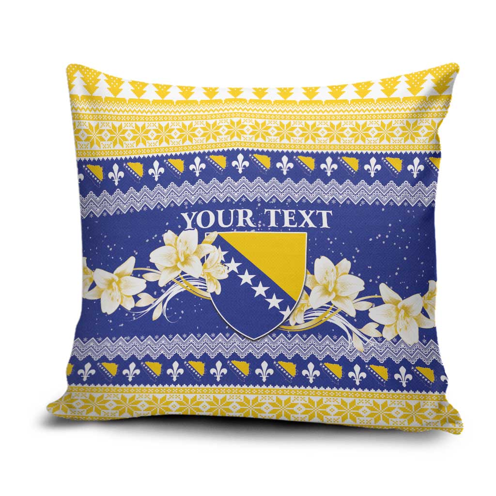 Personalized Bosnia and Herzegovina Christmas Pillow Cover Coat Of Arms Srecan Bozic - Wonder Print Shop