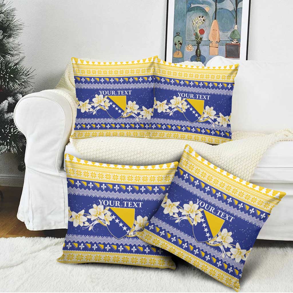 Personalized Bosnia and Herzegovina Christmas Pillow Cover Coat Of Arms Srecan Bozic - Wonder Print Shop