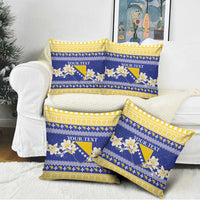 Personalized Bosnia and Herzegovina Christmas Pillow Cover Coat Of Arms Srecan Bozic - Wonder Print Shop