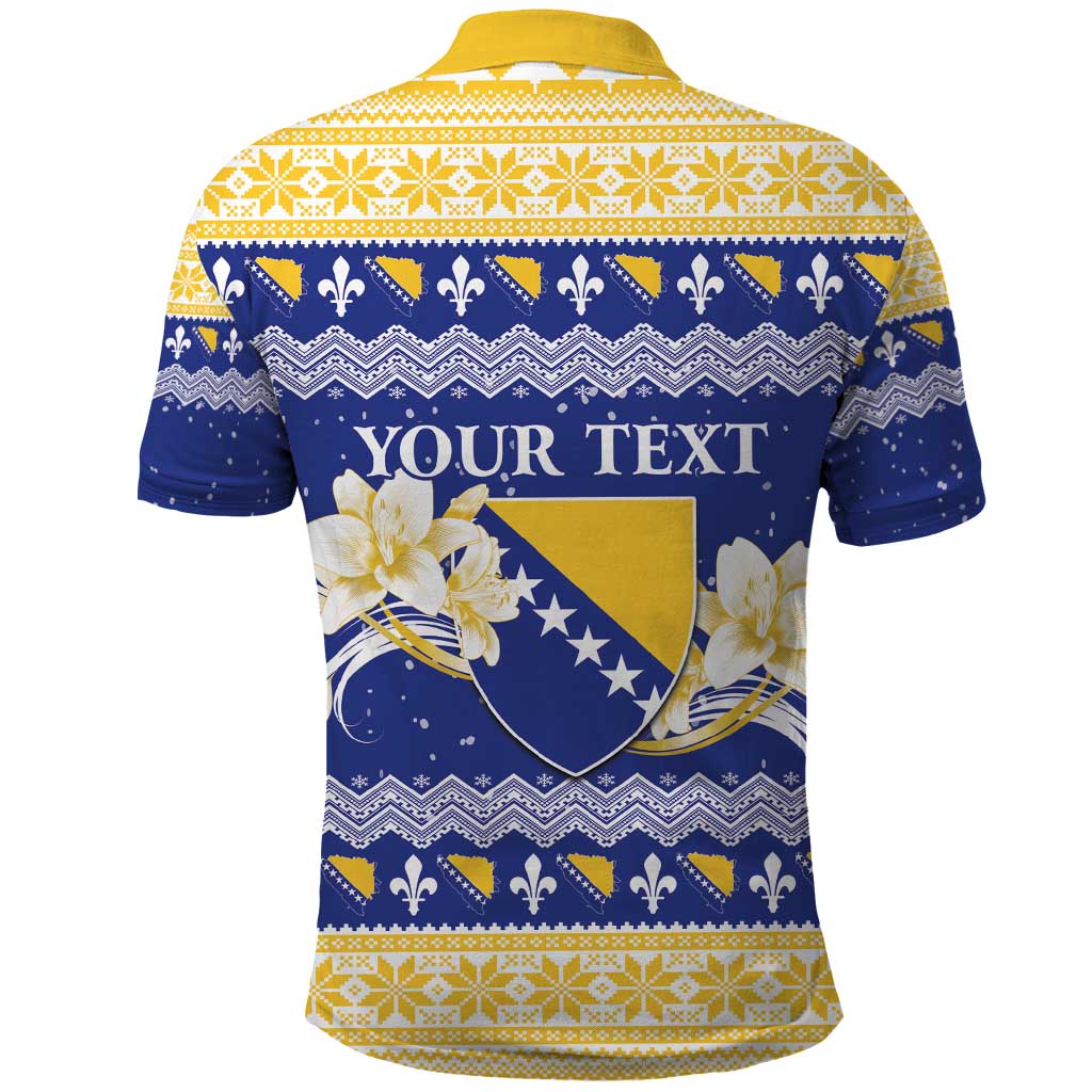 Personalized Bosnia and Herzegovina Christmas Polo Shirt Coat Of Arms Srecan Bozic - Wonder Print Shop