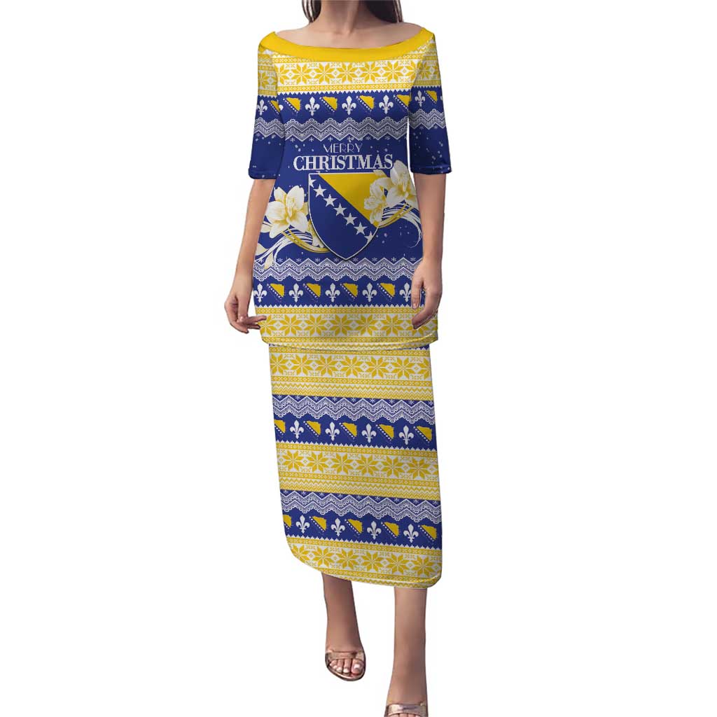 Personalized Bosnia and Herzegovina Christmas Puletasi Coat Of Arms Srecan Bozic - Wonder Print Shop