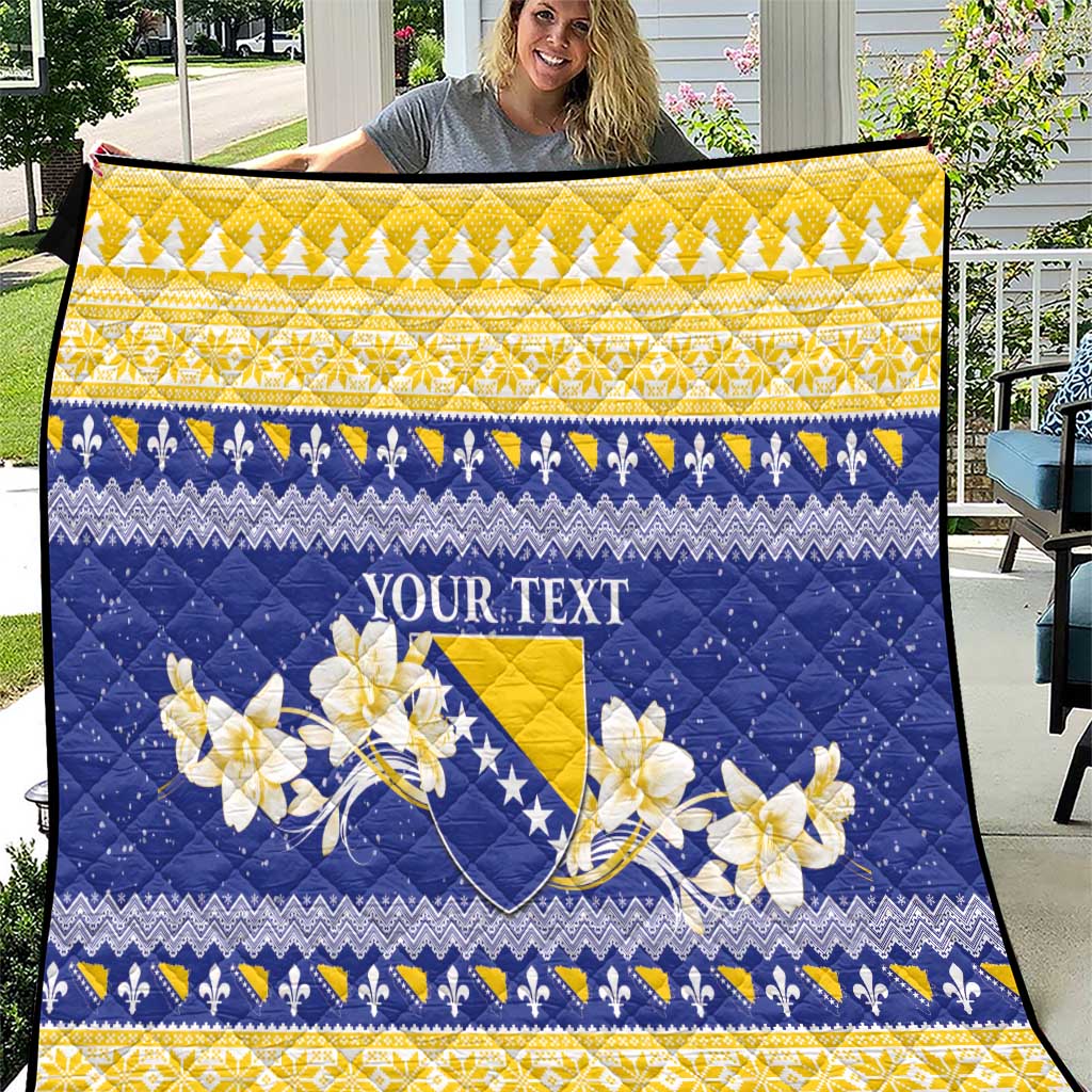 Personalized Bosnia and Herzegovina Christmas Quilt Coat Of Arms Srecan Bozic - Wonder Print Shop