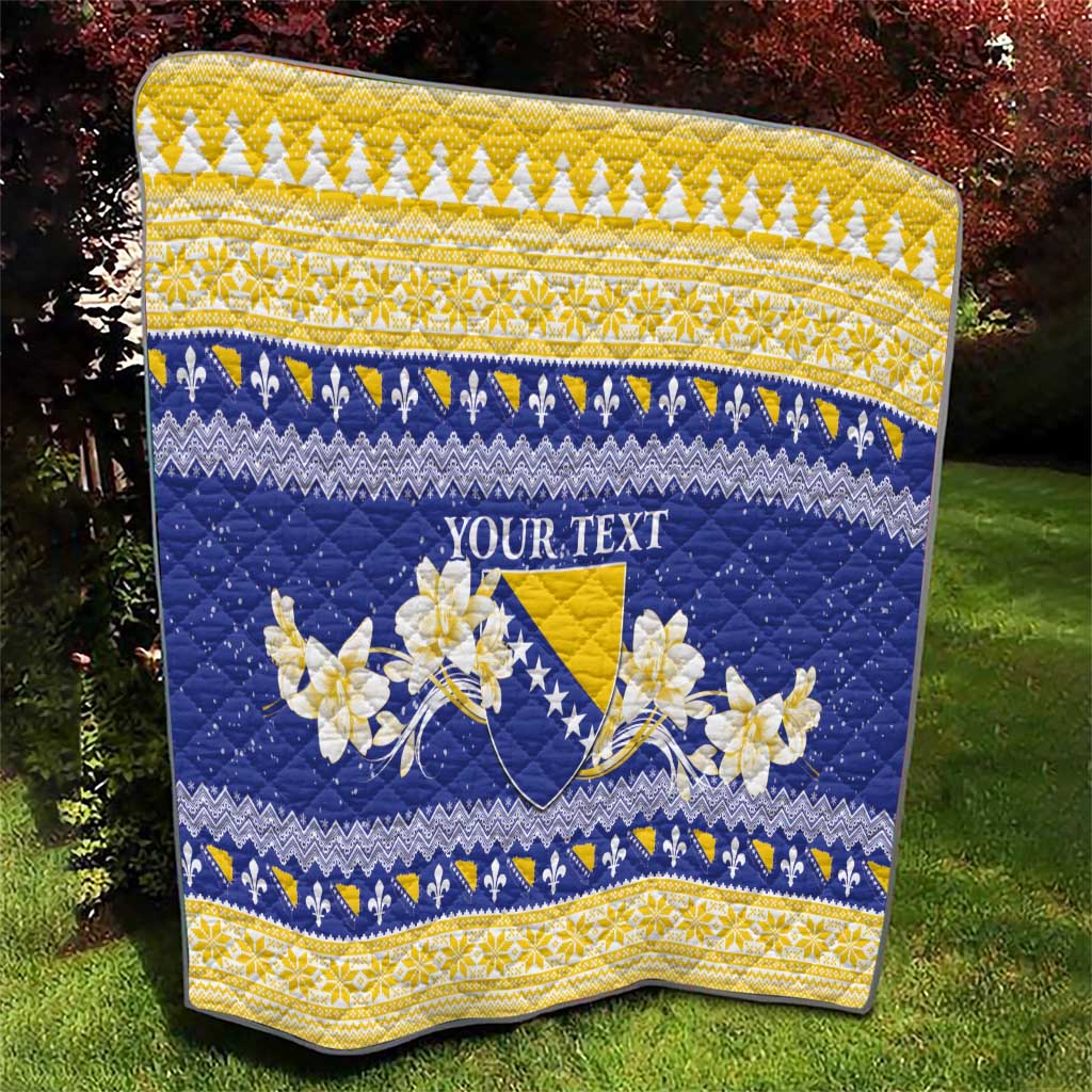 Personalized Bosnia and Herzegovina Christmas Quilt Coat Of Arms Srecan Bozic - Wonder Print Shop