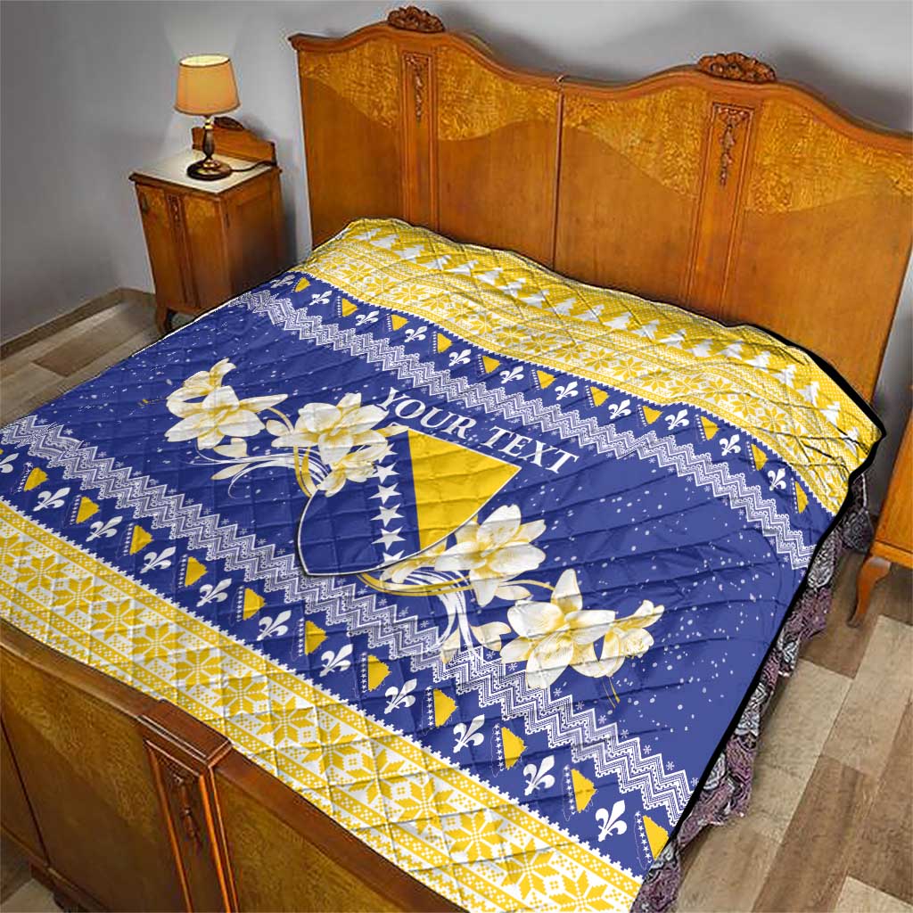 Personalized Bosnia and Herzegovina Christmas Quilt Coat Of Arms Srecan Bozic - Wonder Print Shop