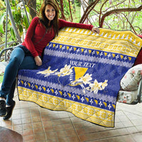 Personalized Bosnia and Herzegovina Christmas Quilt Coat Of Arms Srecan Bozic - Wonder Print Shop