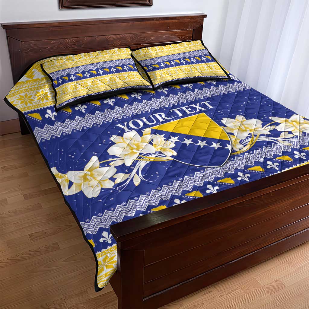 Personalized Bosnia and Herzegovina Christmas Quilt Bed Set Coat Of Arms Srecan Bozic - Wonder Print Shop