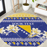Personalized Bosnia and Herzegovina Christmas Round Carpet Coat Of Arms Srecan Bozic - Wonder Print Shop