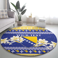 Personalized Bosnia and Herzegovina Christmas Round Carpet Coat Of Arms Srecan Bozic - Wonder Print Shop