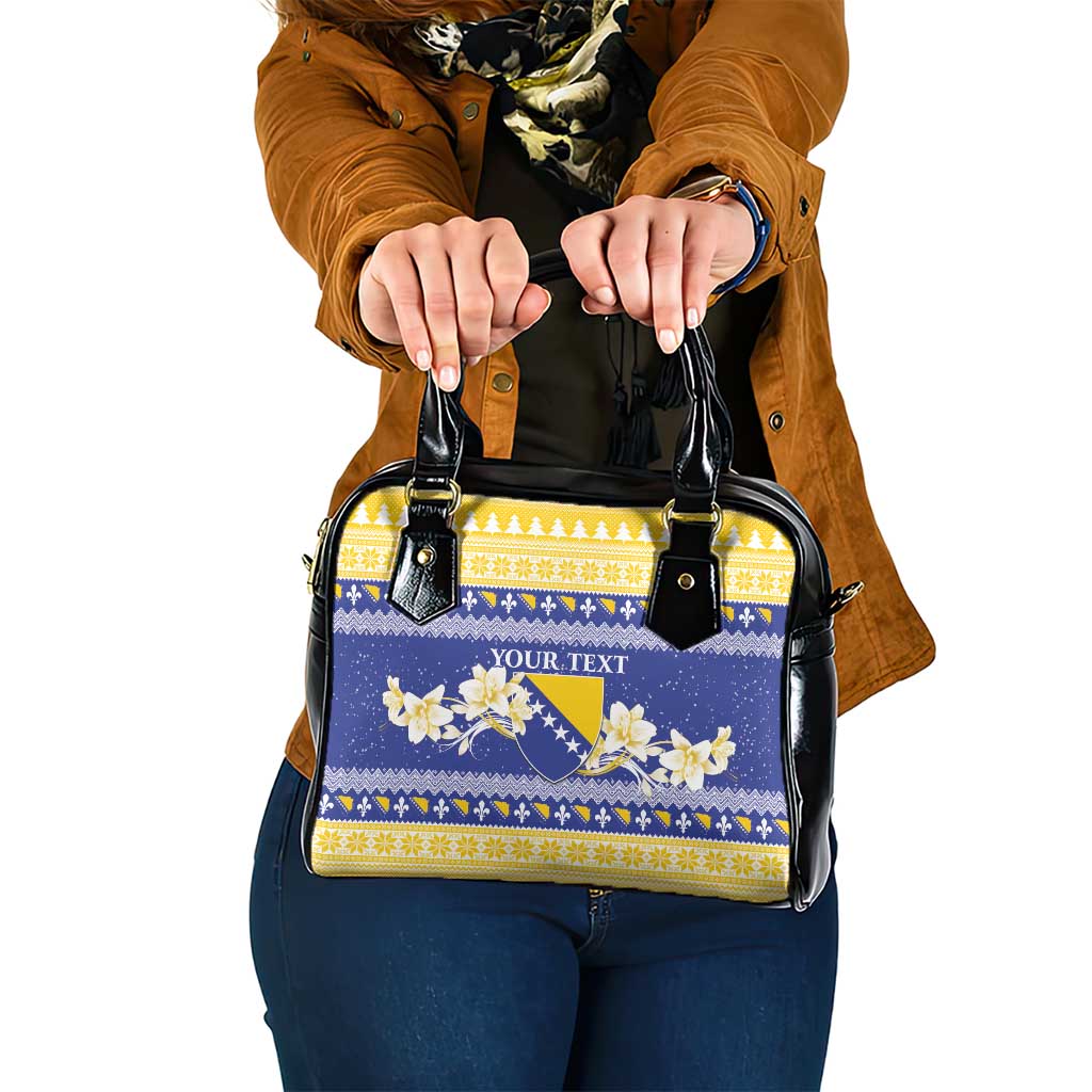 Personalized Bosnia and Herzegovina Christmas Shoulder Handbag Coat Of Arms Srecan Bozic - Wonder Print Shop