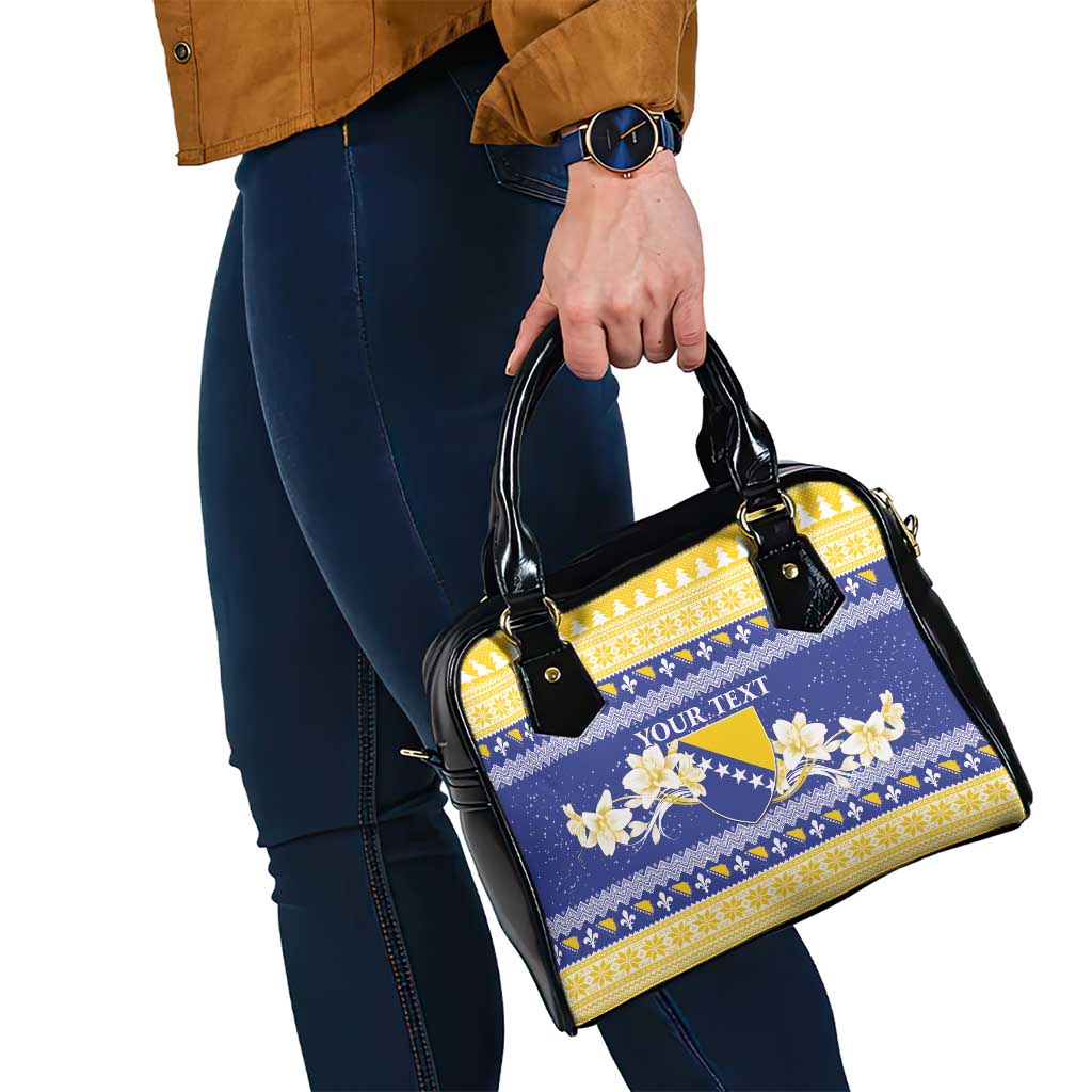 Personalized Bosnia and Herzegovina Christmas Shoulder Handbag Coat Of Arms Srecan Bozic - Wonder Print Shop