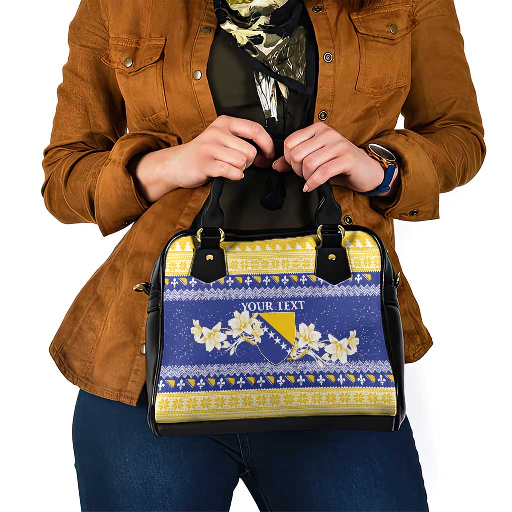 Personalized Bosnia and Herzegovina Christmas Shoulder Handbag Coat Of Arms Srecan Bozic - Wonder Print Shop