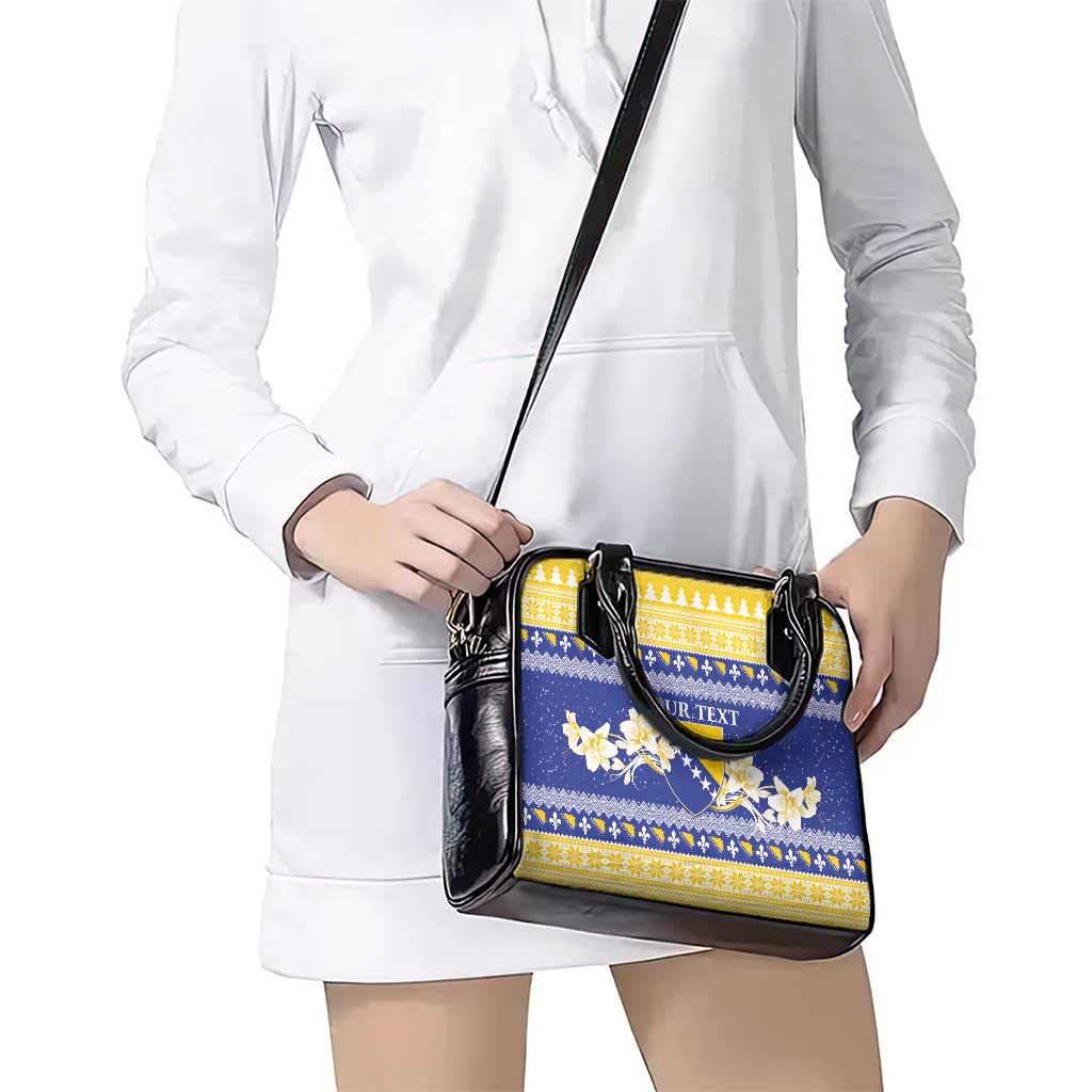 Personalized Bosnia and Herzegovina Christmas Shoulder Handbag Coat Of Arms Srecan Bozic - Wonder Print Shop