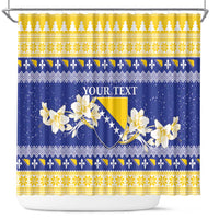 Personalized Bosnia and Herzegovina Christmas Shower Curtain Coat Of Arms Srecan Bozic - Wonder Print Shop