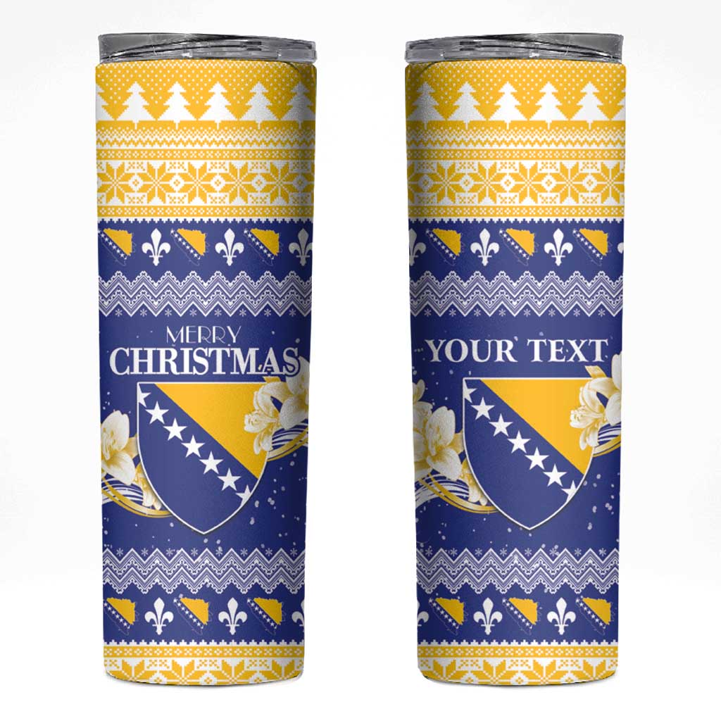 Personalized Bosnia and Herzegovina Christmas Skinny Tumbler Coat Of Arms Srecan Bozic - Wonder Print Shop