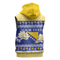 Personalized Bosnia and Herzegovina Christmas Sleeveless Hoodie Coat Of Arms Srecan Bozic - Wonder Print Shop