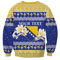 Personalized Bosnia and Herzegovina Christmas Sweatshirt Coat Of Arms Srecan Bozic - Wonder Print Shop