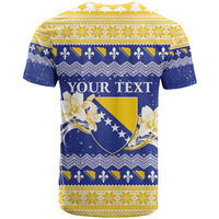 Personalized Bosnia and Herzegovina Christmas T Shirt Coat Of Arms Srecan Bozic - Wonder Print Shop