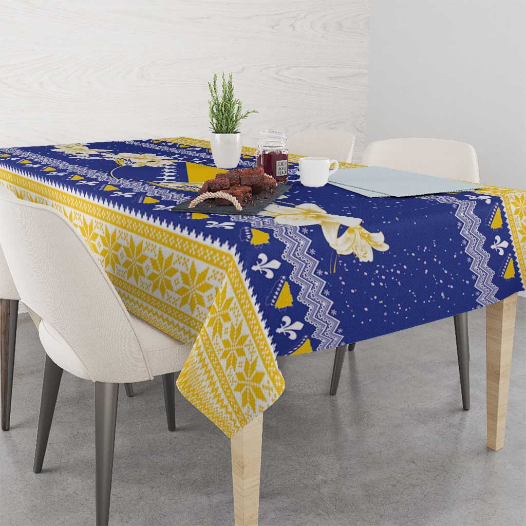 Personalized Bosnia and Herzegovina Christmas Tablecloth Coat Of Arms Srecan Bozic - Wonder Print Shop
