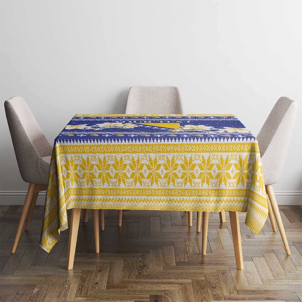 Personalized Bosnia and Herzegovina Christmas Tablecloth Coat Of Arms Srecan Bozic - Wonder Print Shop