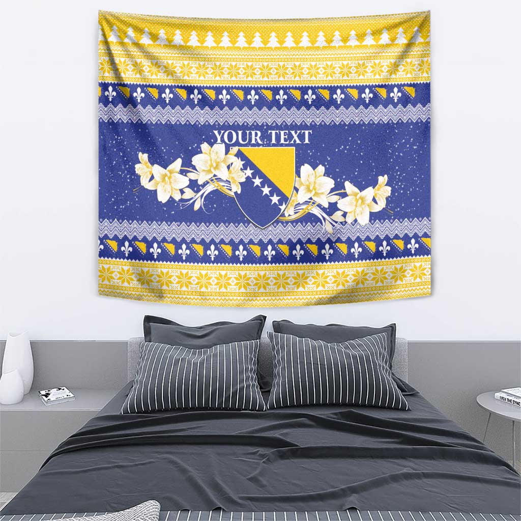 Personalized Bosnia and Herzegovina Christmas Tapestry Coat Of Arms Srecan Bozic - Wonder Print Shop