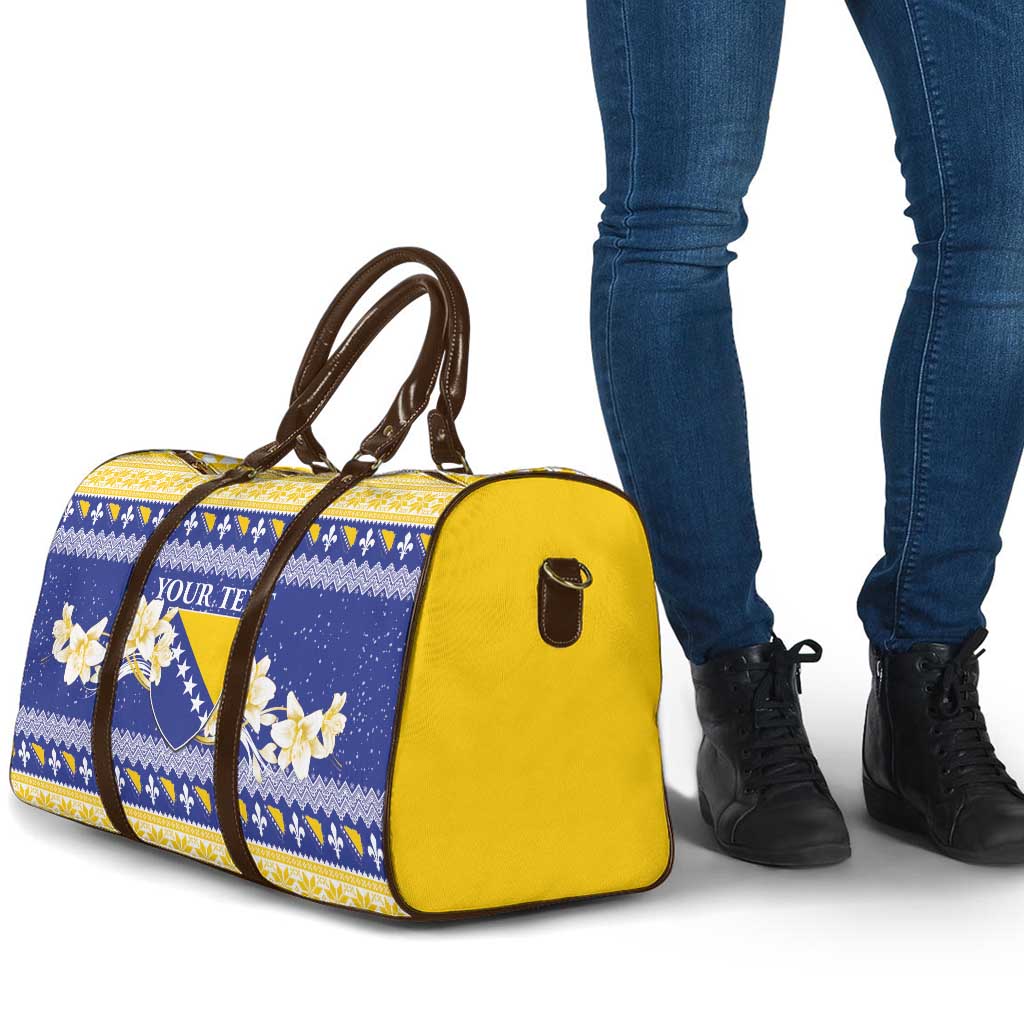 Personalized Bosnia and Herzegovina Christmas Travel Bag Coat Of Arms Srecan Bozic - Wonder Print Shop