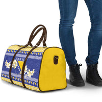 Personalized Bosnia and Herzegovina Christmas Travel Bag Coat Of Arms Srecan Bozic - Wonder Print Shop