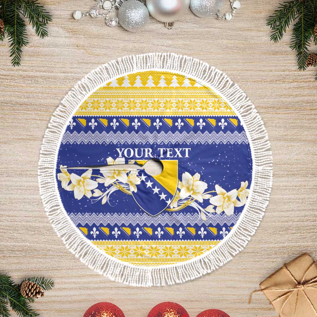 Personalized Bosnia and Herzegovina Christmas Tree Skirt Coat Of Arms Srecan Bozic - Wonder Print Shop