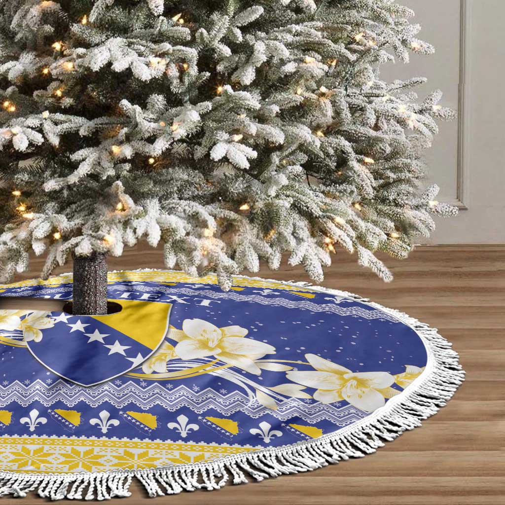 Personalized Bosnia and Herzegovina Christmas Tree Skirt Coat Of Arms Srecan Bozic - Wonder Print Shop