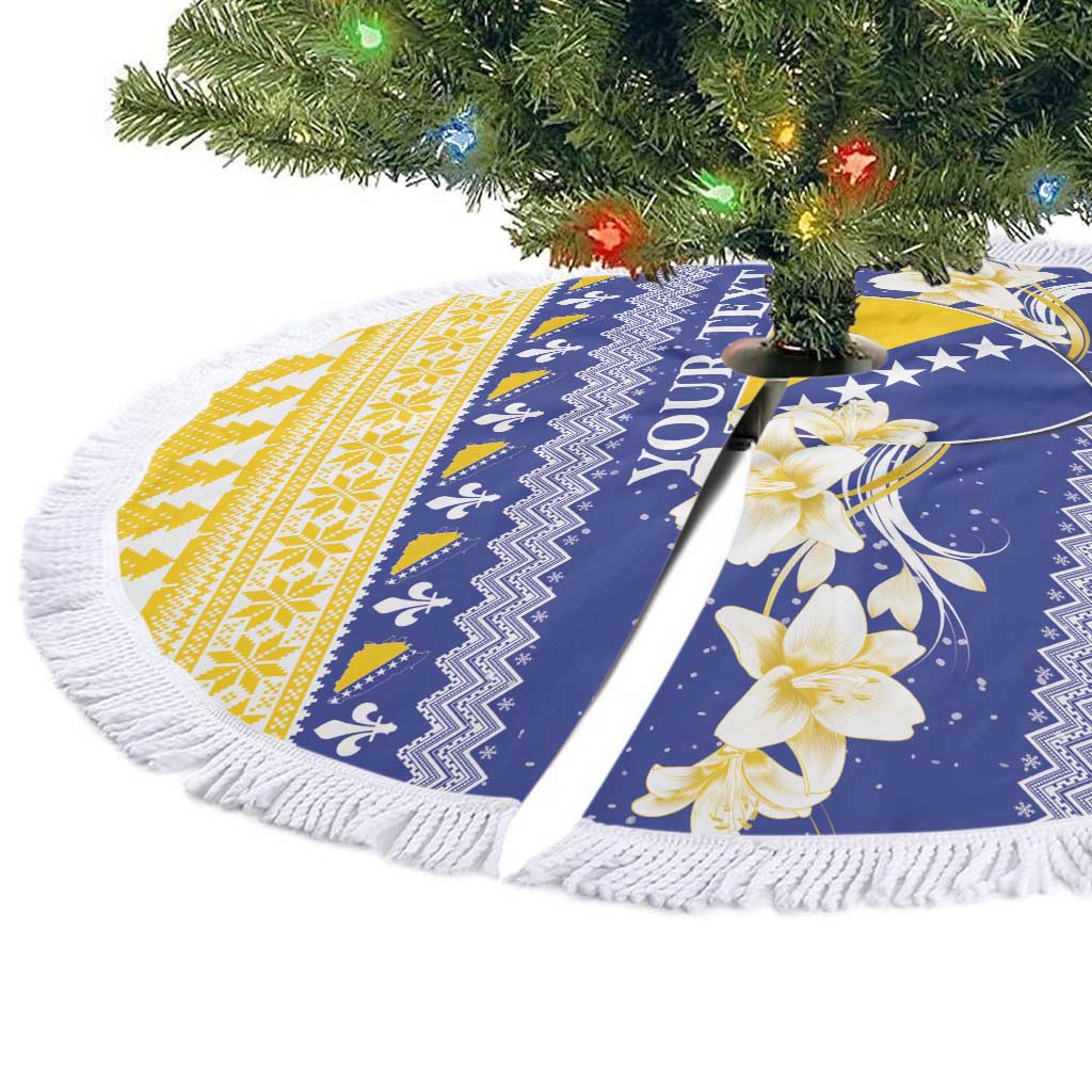Personalized Bosnia and Herzegovina Christmas Tree Skirt Coat Of Arms Srecan Bozic - Wonder Print Shop