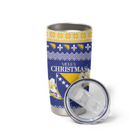 Personalized Bosnia and Herzegovina Christmas Tumbler Cup Coat Of Arms Srecan Bozic - Wonder Print Shop