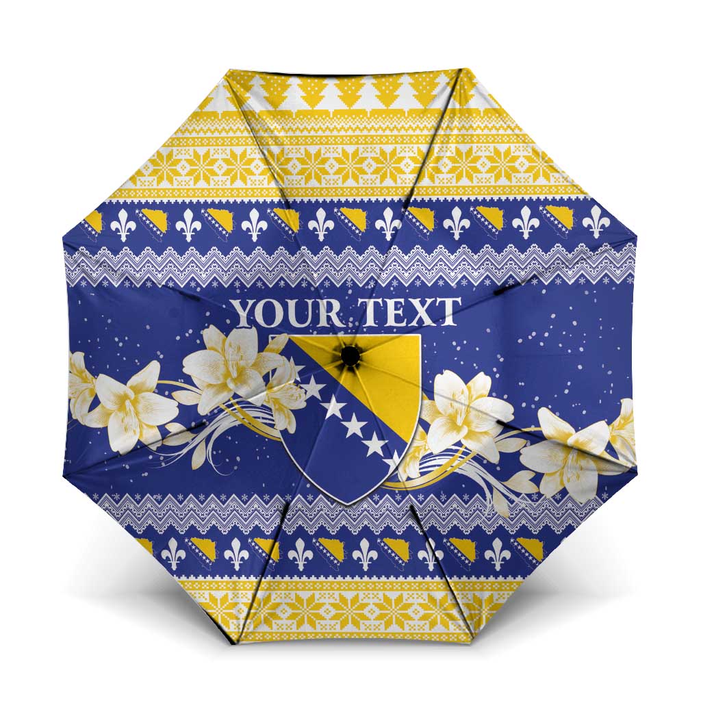 Personalized Bosnia and Herzegovina Christmas Umbrella Coat Of Arms Srecan Bozic - Wonder Print Shop
