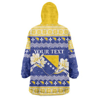 Personalized Bosnia and Herzegovina Christmas Wearable Blanket Hoodie Coat Of Arms Srecan Bozic - Wonder Print Shop