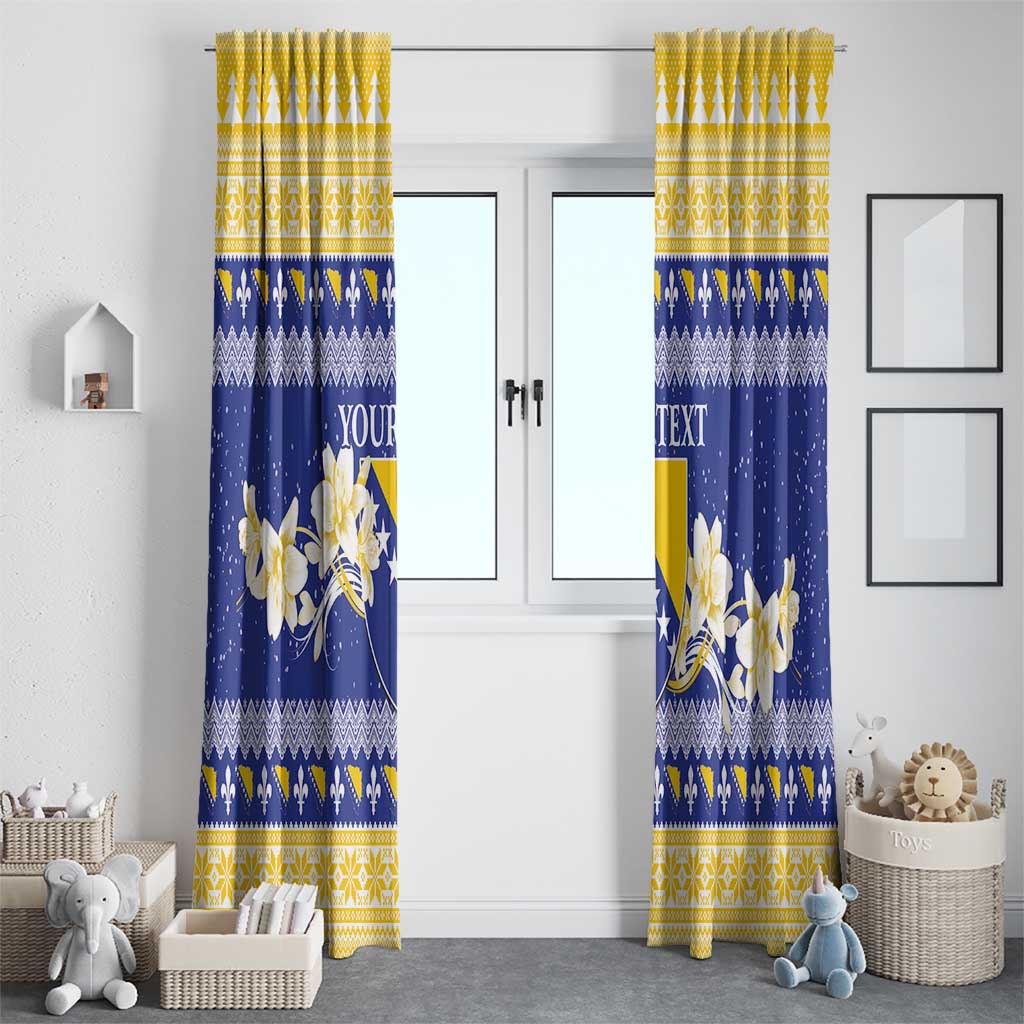 Personalized Bosnia and Herzegovina Christmas Window Curtain Coat Of Arms Srecan Bozic - Wonder Print Shop