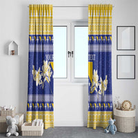 Personalized Bosnia and Herzegovina Christmas Window Curtain Coat Of Arms Srecan Bozic - Wonder Print Shop