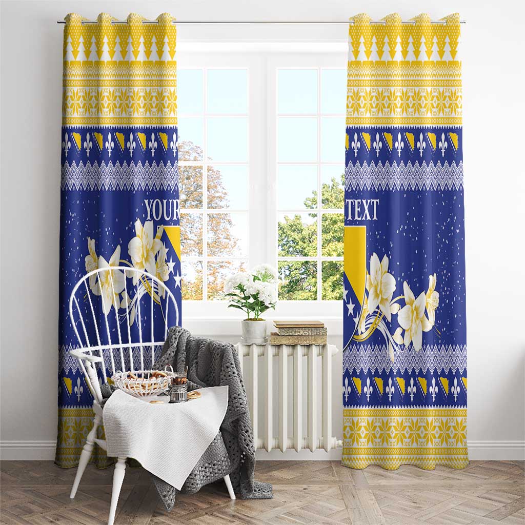 Personalized Bosnia and Herzegovina Christmas Window Curtain Coat Of Arms Srecan Bozic - Wonder Print Shop