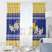 Personalized Bosnia and Herzegovina Christmas Window Curtain Coat Of Arms Srecan Bozic - Wonder Print Shop