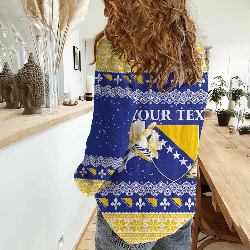 Personalized Bosnia and Herzegovina Christmas Women Casual Shirt Coat Of Arms Srecan Bozic - Wonder Print Shop