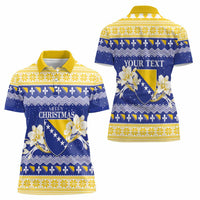 Personalized Bosnia and Herzegovina Christmas Women Polo Shirt Coat Of Arms Srecan Bozic - Wonder Print Shop