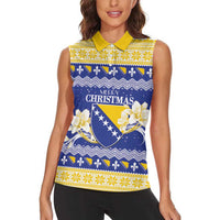 Personalized Bosnia and Herzegovina Christmas Women Sleeveless Polo Shirt Coat Of Arms Srecan Bozic - Wonder Print Shop