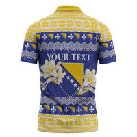 Personalized Bosnia and Herzegovina Christmas Zipper Polo Shirt Coat Of Arms Srecan Bozic - Wonder Print Shop