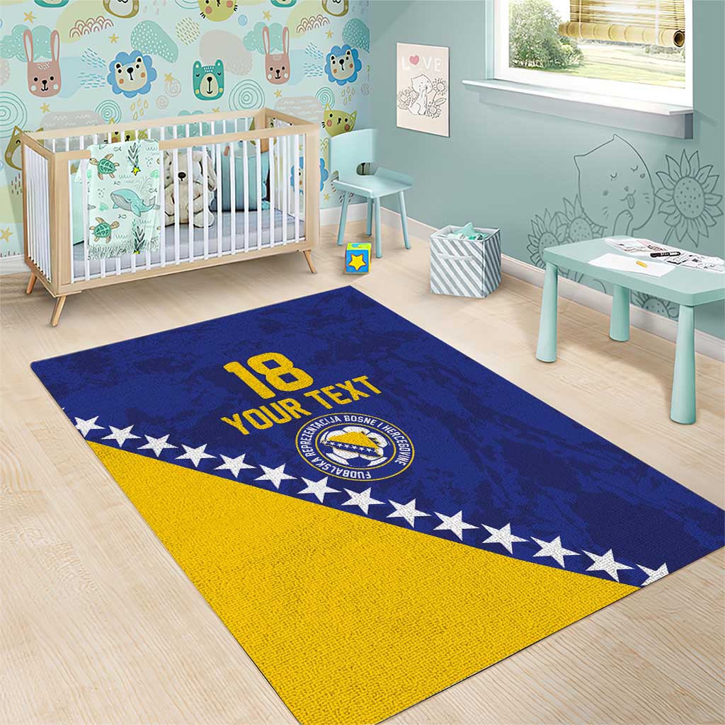 Custom Bosnia and Herzegovina Football Area Rug Go Champion Sporty Style - Wonder Print Shop