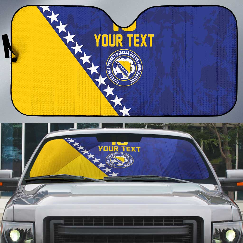 Custom Bosnia and Herzegovina Football Auto Sun Shade Go Champion Sporty Style - Wonder Print Shop