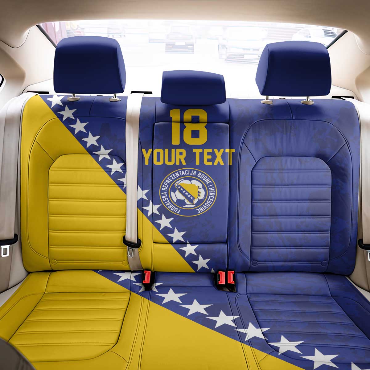 Custom Bosnia and Herzegovina Football Back Car Seat Cover Go Champion Sporty Style - Wonder Print Shop