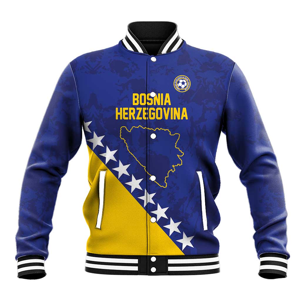 Custom Bosnia and Herzegovina Football Baseball Jacket Go Champion Sporty Style - Wonder Print Shop